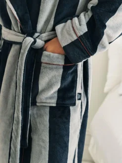 Best Chelsea Peers Blue Fleece Stripe Dressing Gown
