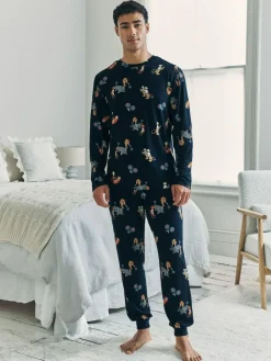 Chelsea Peers Blue Padel Tennis Tiger Print Long Pyjamas Set^ Pyjamas