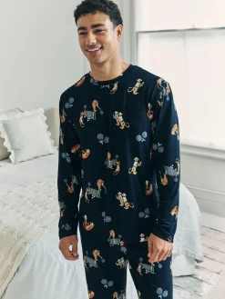 Chelsea Peers Blue Padel Tennis Tiger Print Long Pyjamas Set^ Pyjamas