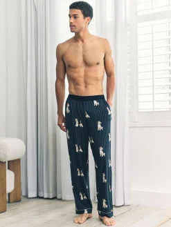 Chelsea Peers Blue Terrier Dog Stripe Print Long Pyjama Bottoms^ Pyjamas