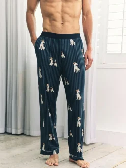 Chelsea Peers Blue Terrier Dog Stripe Print Long Pyjama Bottoms^ Pyjamas