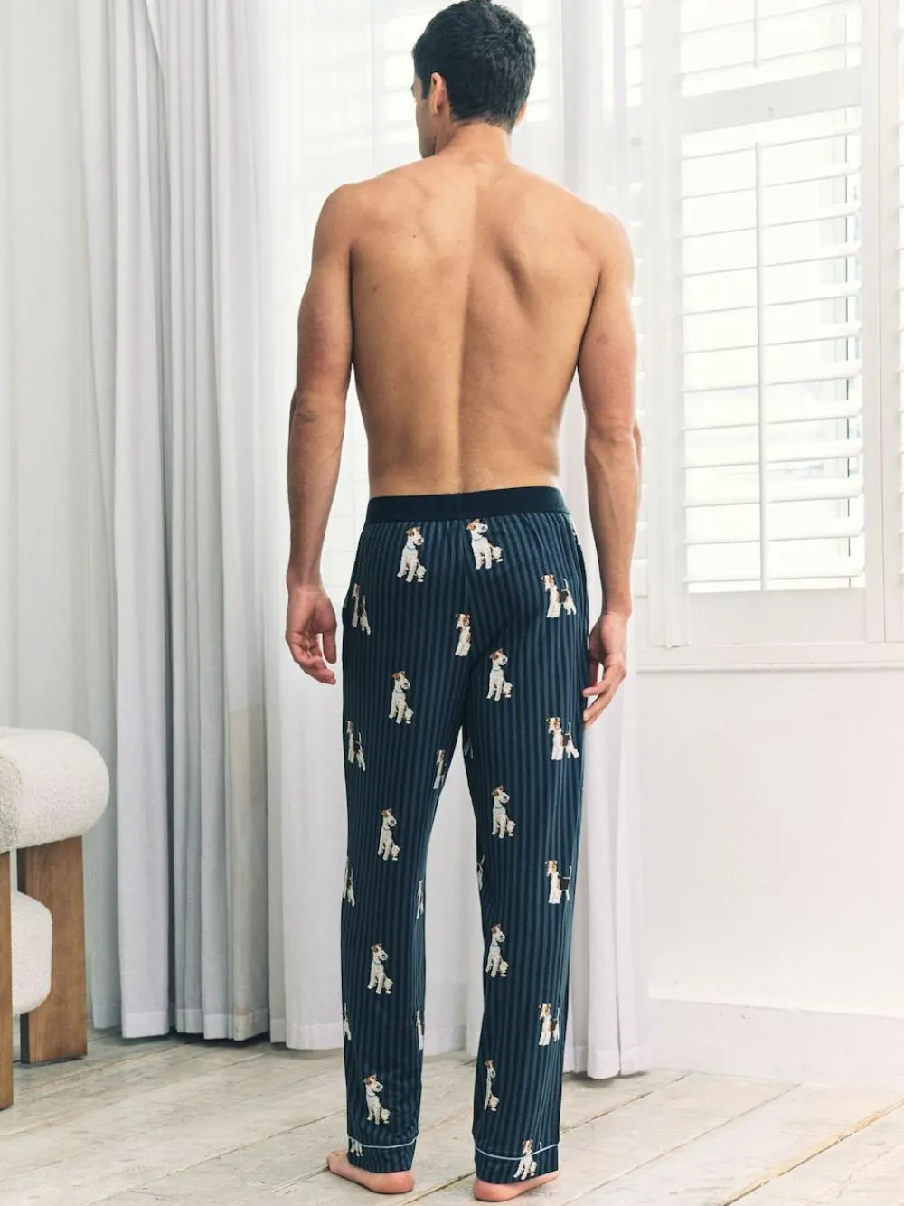 Chelsea Peers Blue Terrier Dog Stripe Print Long Pyjama Bottoms^ Pyjamas