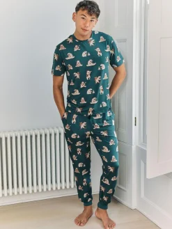 Chelsea Peers Blue Wilderness Bear Print Long Pyjamas Set^ Pyjamas