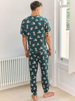 Chelsea Peers Blue Wilderness Bear Print Long Pyjamas Set^ Pyjamas