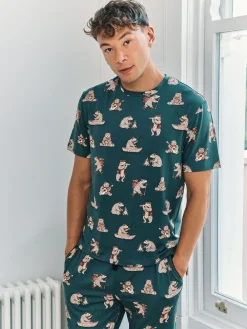 Chelsea Peers Blue Wilderness Bear Print Long Pyjamas Set^ Pyjamas