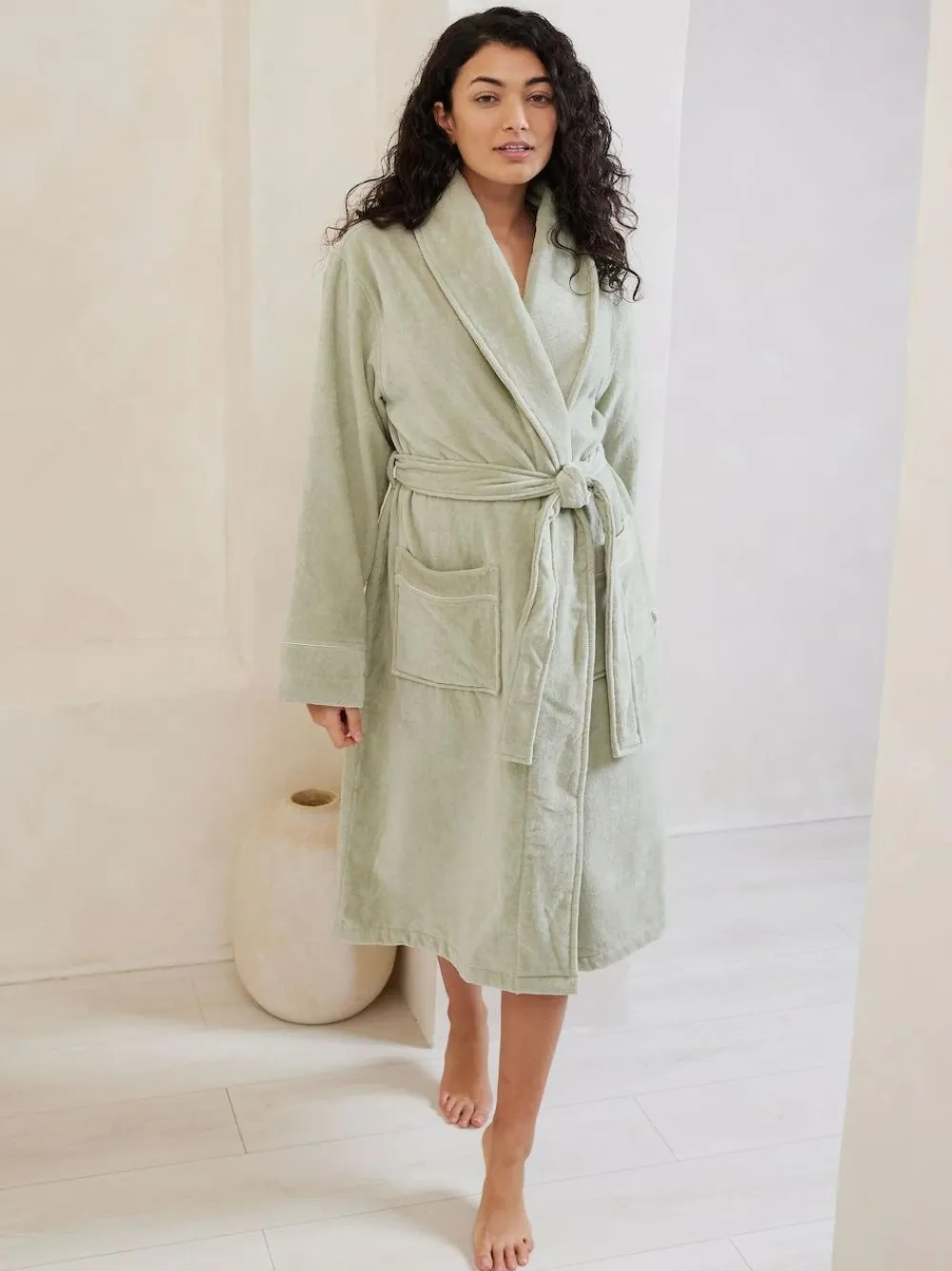 Sale Chelsea Peers 100% Cotton Towelling Dressing Gown Green