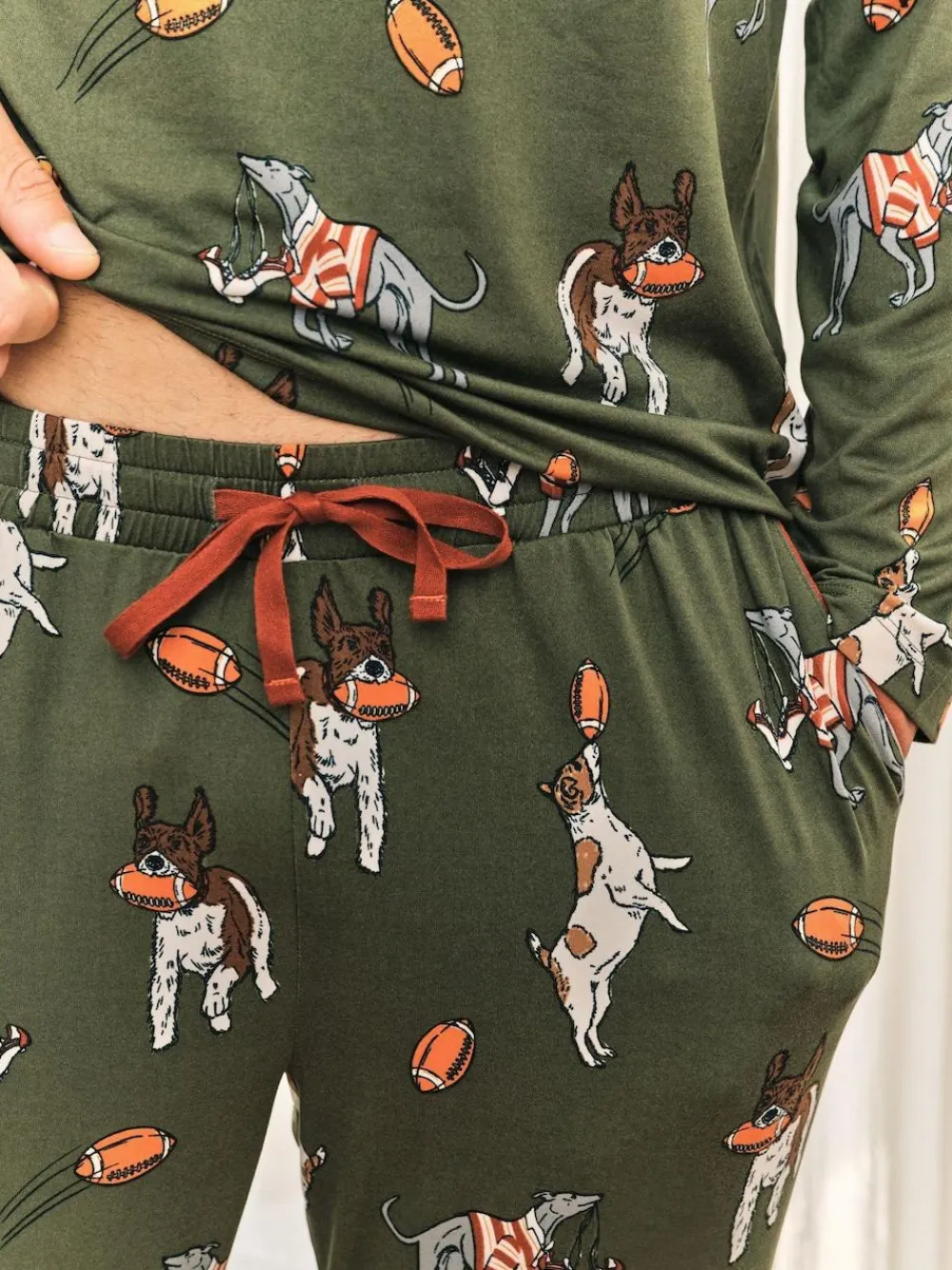 Chelsea Peers Green Rugby Dogs Print Long Pyjamas Set^ Pyjamas