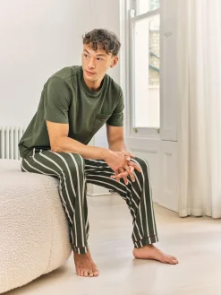 Online Chelsea Peers Green Stripe Crew Long Pyjamas Set