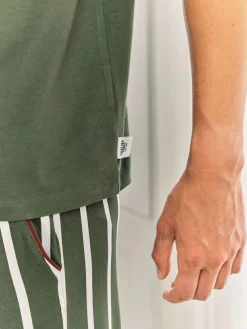 Online Chelsea Peers Green Stripe Crew Long Pyjamas Set