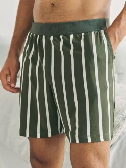 Best Chelsea Peers Green Stripe Button Up Pyjama Shorts - Khaki