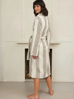 Chelsea Peers Natural Fleece Stripe Dressing Gown^Women Bathrobes