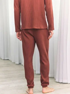 Chelsea Peers Orange Trouser Waffle Long Joggers Lounge Bottoms - Rust^ Pyjamas