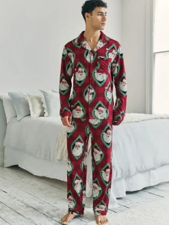 Best Chelsea Peers Red Christmas Jolly Santa Print Long Pyjamas Set