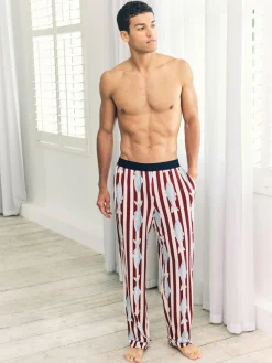 Best Chelsea Peers Red Gone Fishing Stripe Print Long Pyjama Bottoms