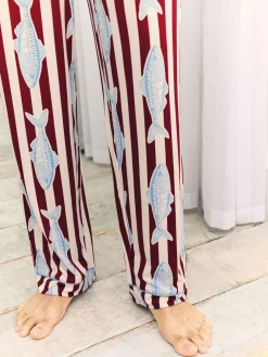 Best Chelsea Peers Red Gone Fishing Stripe Print Long Pyjama Bottoms