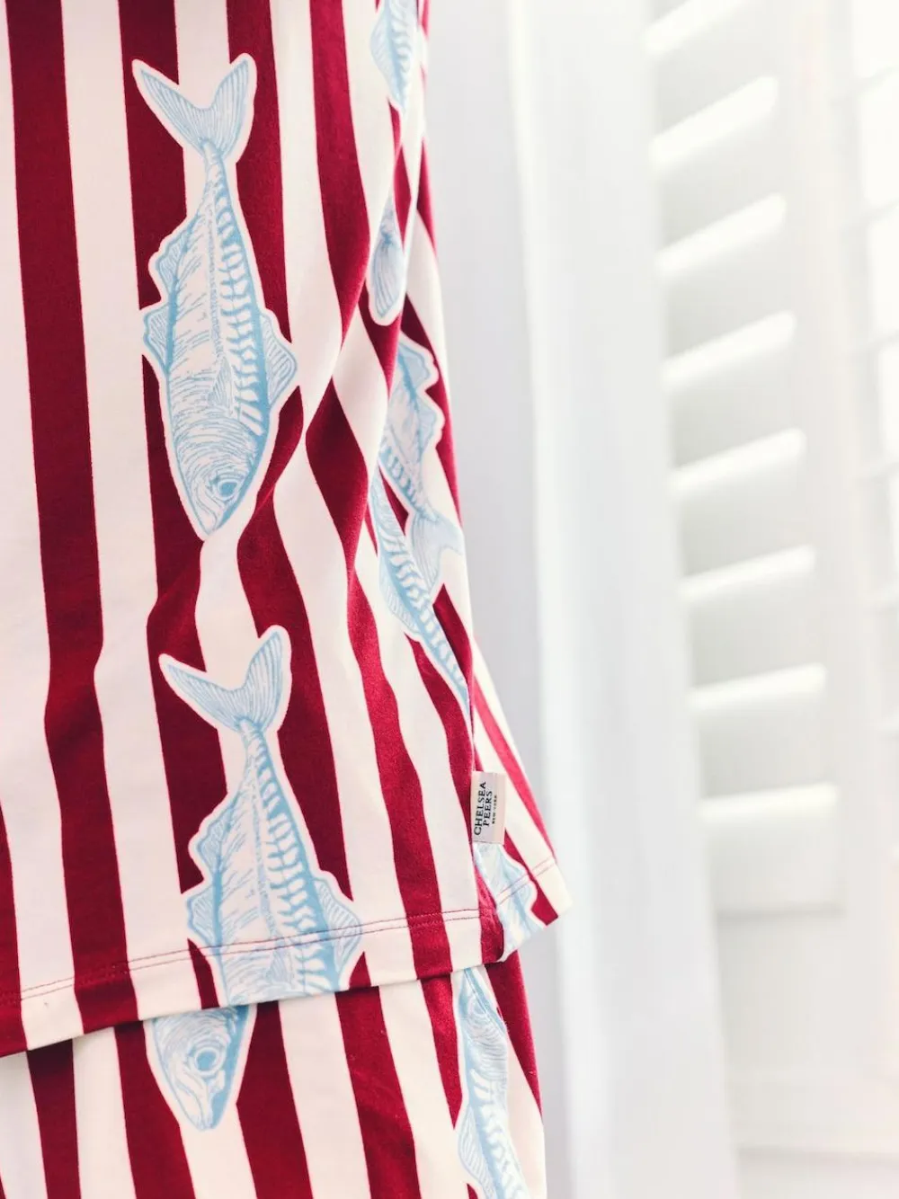 Best Chelsea Peers Red Gone Fishing Stripe Print Short Pyjamas Set