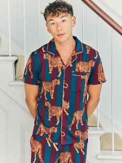 Chelsea Peers Red Tiger Stripe Print Long Pyjamas Set^ Pyjamas