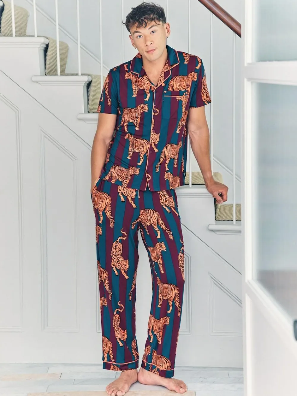 Chelsea Peers Red Tiger Stripe Print Long Pyjamas Set^ Pyjamas