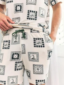 Best Chelsea Peers White Fairway Frames Print Short Pyjamas Set
