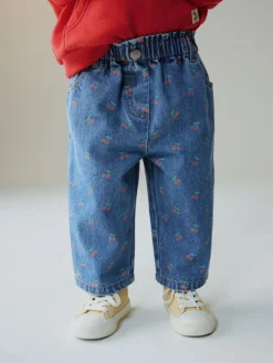 New Next Wide Leg Jeans (3mths-7yrs) Cherry Print