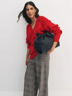 Sale Next Cotton And Wool Blend Longline V-Neck Jumper Cherry Red