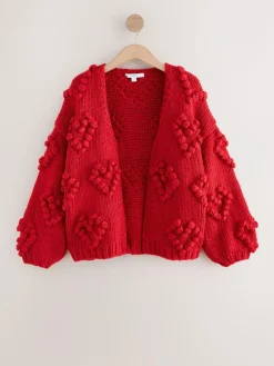 Sale Next Cherry Red Hand Stitch Heart Detail Cardigan