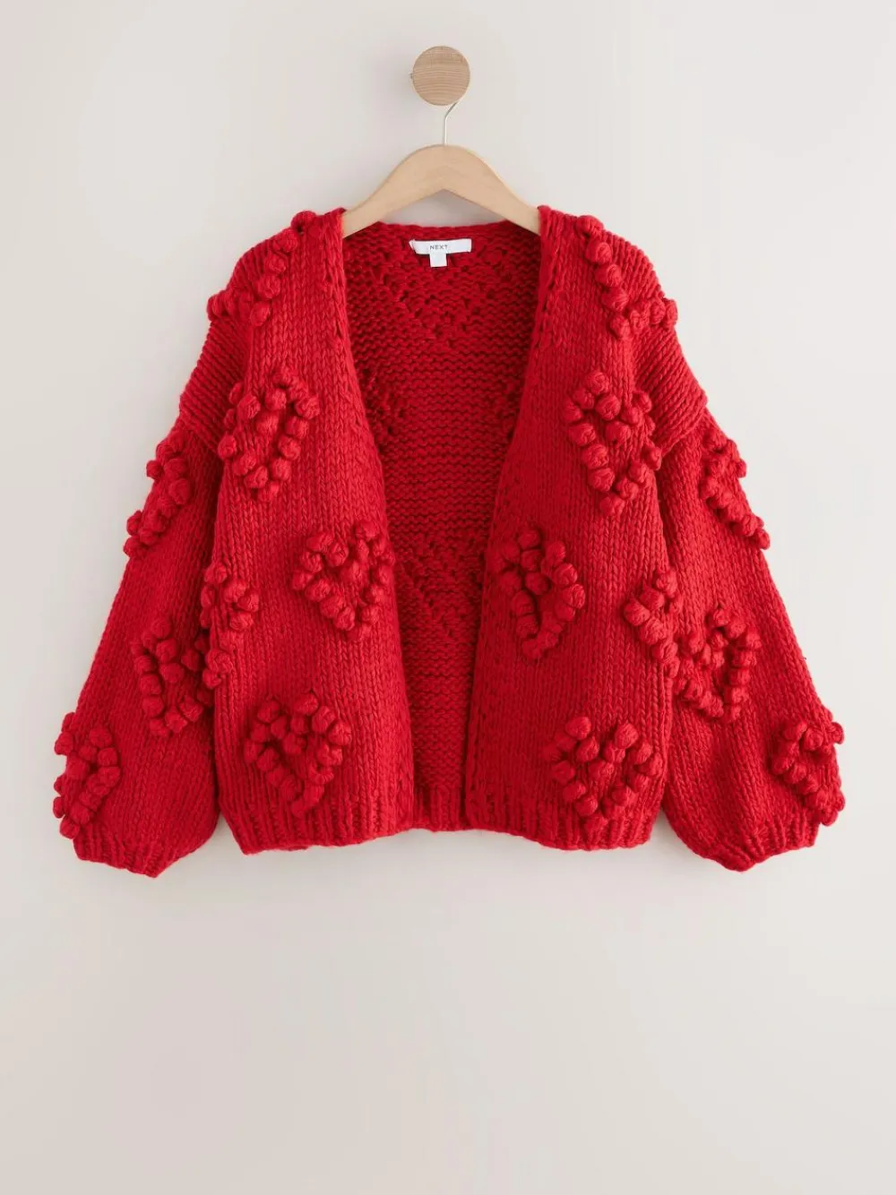 Sale Next Cherry Red Hand Stitch Heart Detail Cardigan