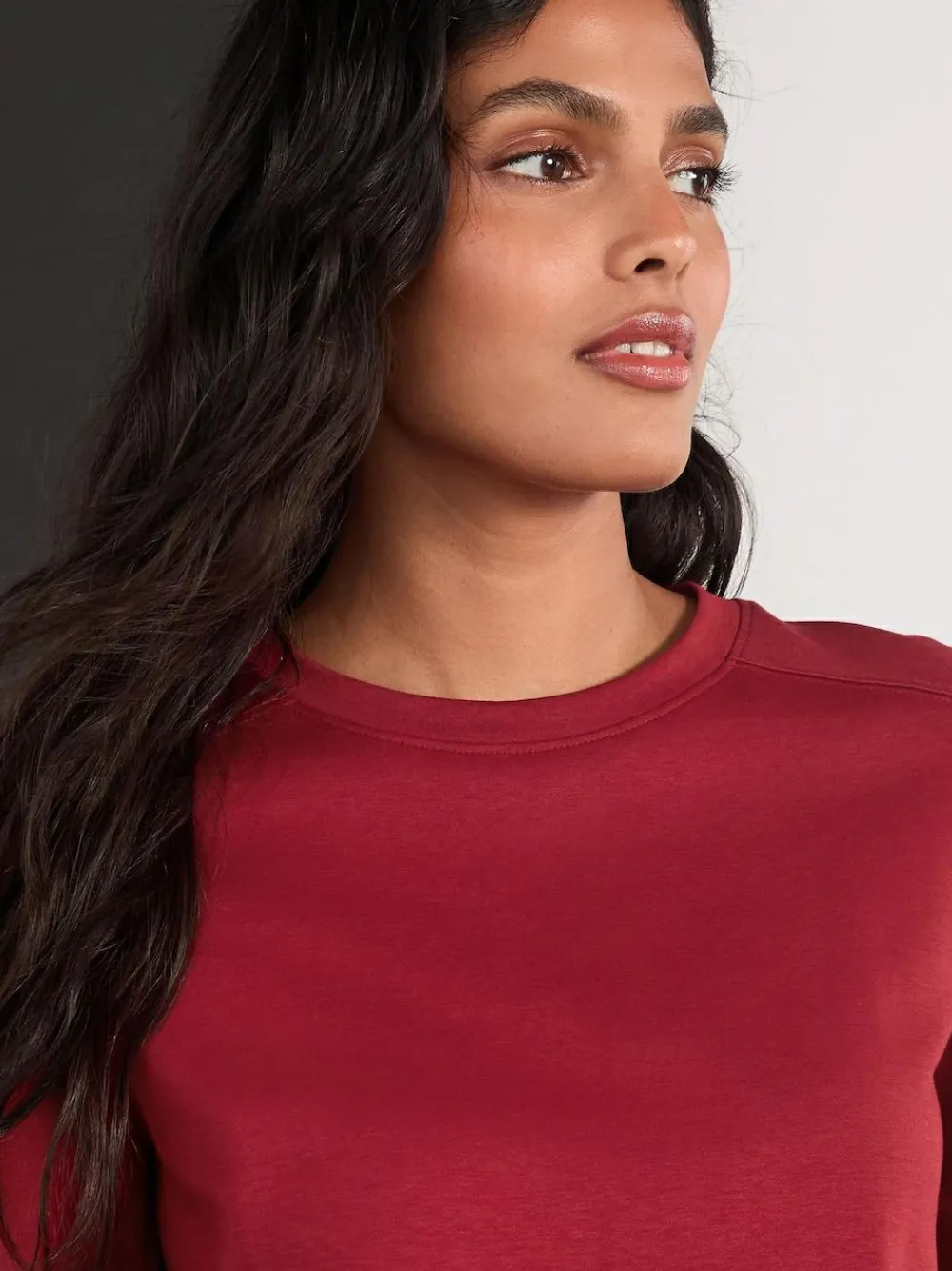 Next Cherry Red Long Sleeve Heavyweight Crew Neck T-Shirt^Women Tops & T-Shirts