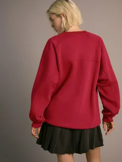 Outlet Next Relaxed Fit Heavyweight Regular Crew Neck Sweatshirt Cherry Red