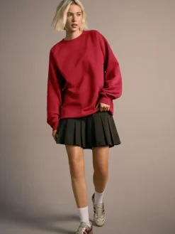 Outlet Next Relaxed Fit Heavyweight Regular Crew Neck Sweatshirt Cherry Red