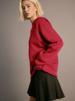 Outlet Next Relaxed Fit Heavyweight Regular Crew Neck Sweatshirt Cherry Red