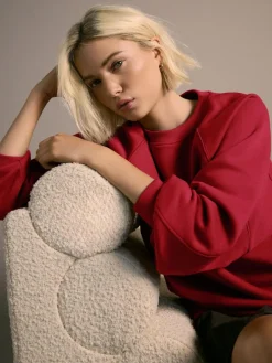 Outlet Next Relaxed Fit Heavyweight Regular Crew Neck Sweatshirt Cherry Red