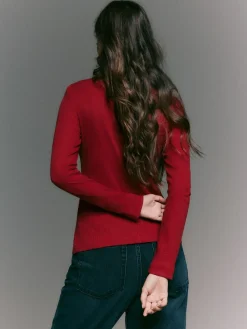 Best Next Cherry Red Ribbed High Neck Long Sleeve T-Shirt