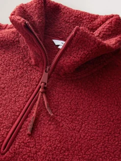 Next Cherry Red Soft Touch Cosy Teddy Borg Quarter Zip Fleece^Women Loungewear