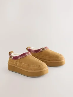 Clearance Next Forever Comfort® Leather Fur Lined Cosy Platform Shoes Chestnut Brown