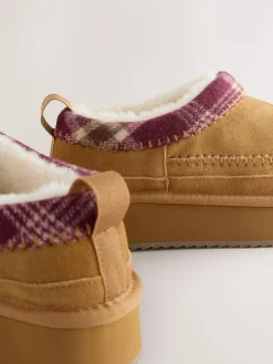 Clearance Next Forever Comfort® Leather Fur Lined Cosy Platform Shoes Chestnut Brown