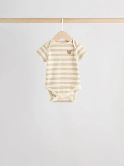 Next Chocolate Brown Baby Short Sleeve Bodysuits 5 Pack^BOY Bodysuits & Vests|Vests