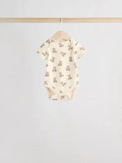 Next Chocolate Brown Baby Short Sleeve Bodysuits 5 Pack^BOY Bodysuits & Vests|Vests