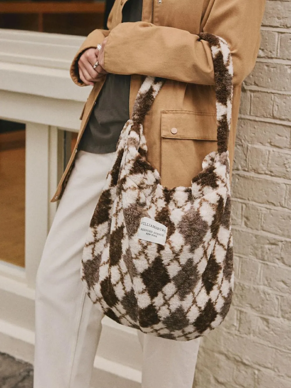Discount Next Chocolate Brown Borg Argyle Shoulder Bag