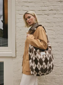 Discount Next Chocolate Brown Borg Argyle Shoulder Bag