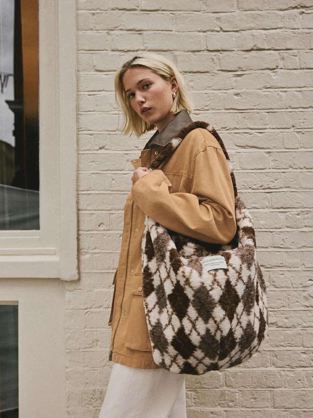 Discount Next Chocolate Brown Borg Argyle Shoulder Bag