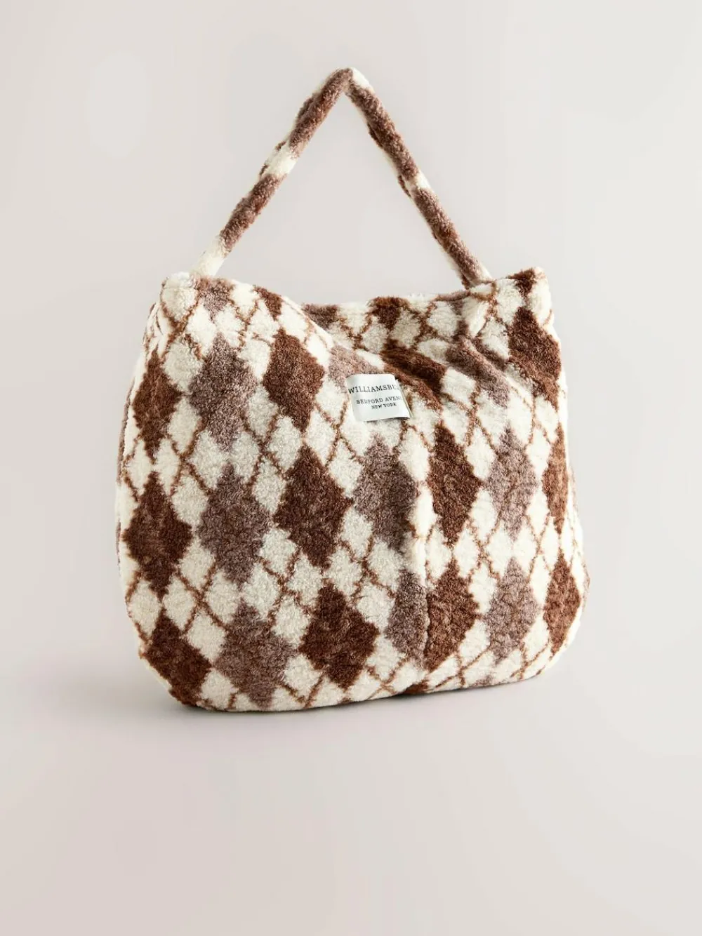 Discount Next Chocolate Brown Borg Argyle Shoulder Bag
