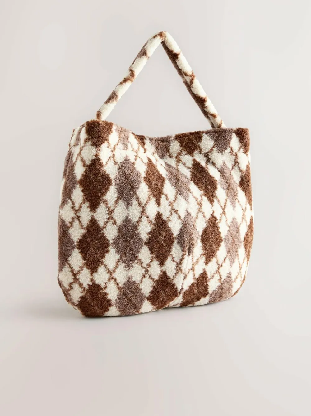 Discount Next Chocolate Brown Borg Argyle Shoulder Bag