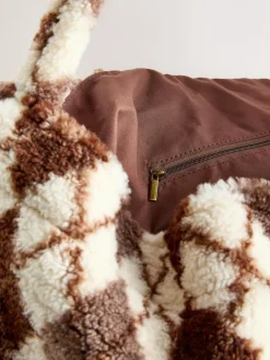 Discount Next Chocolate Brown Borg Argyle Shoulder Bag