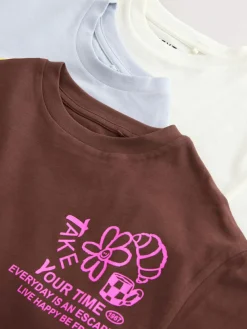 Best Next Chocolate Brown Cafe Oversized Graphic T-Shirts 3 Pack (3-16yrs)