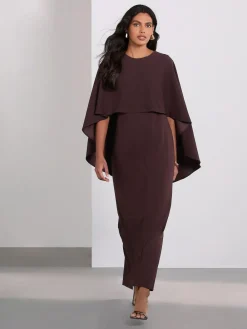 Online Next Chocolate Brown Cape Maxi Dress
