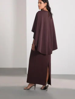 Online Next Chocolate Brown Cape Maxi Dress
