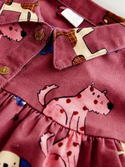 Hot Next Chocolate Brown Character Long Sleeve Cotton Dress (3mths-8yrs)