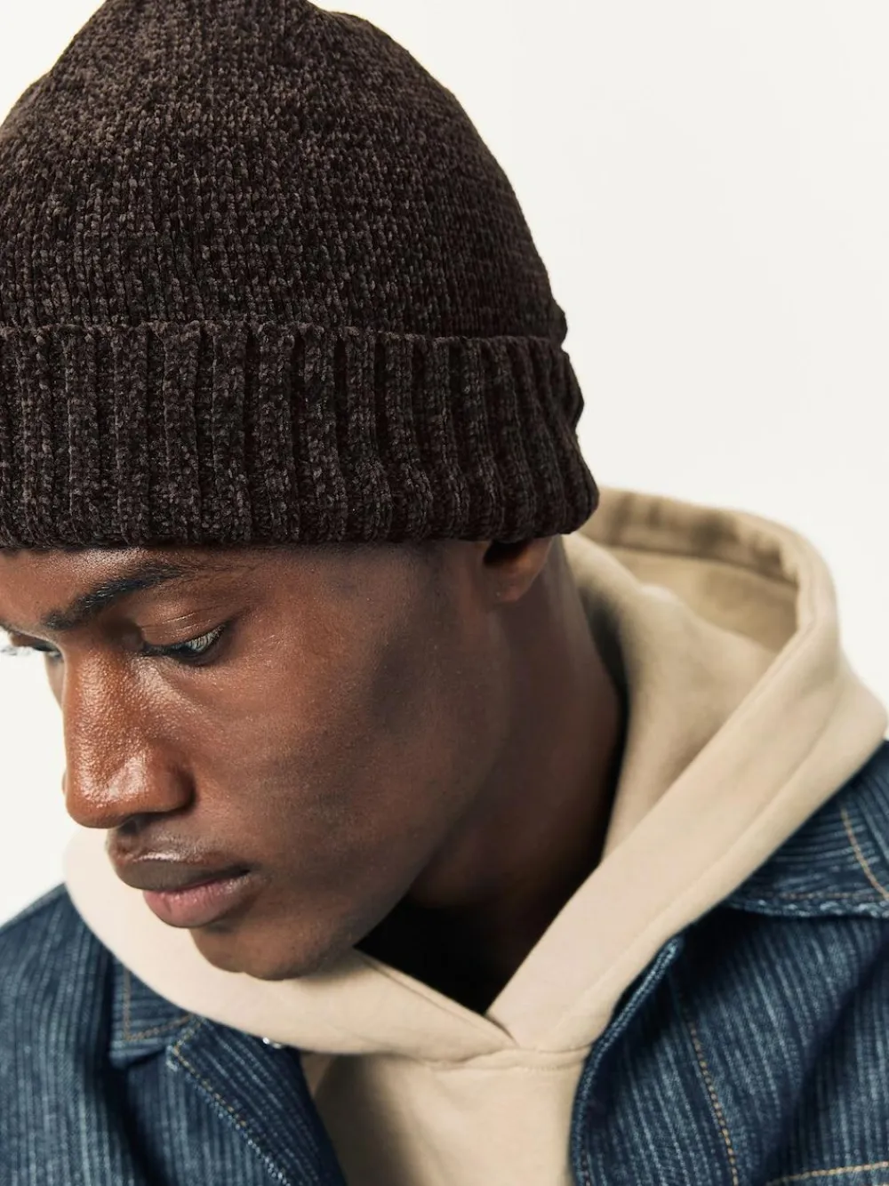 New Next Chenille Beanie Hat Chocolate Brown