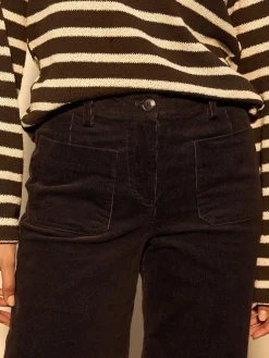 Online Next Cord Wide Leg Cropped Trousers Chocolate Brown